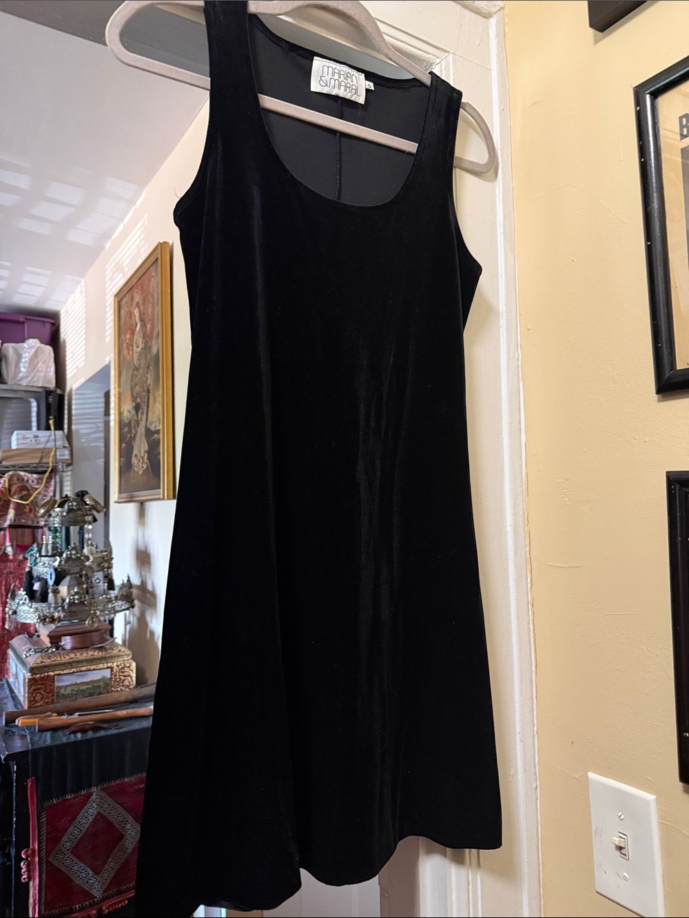 Marian & Maral 90s Y2K stretch velvet a line mini dress